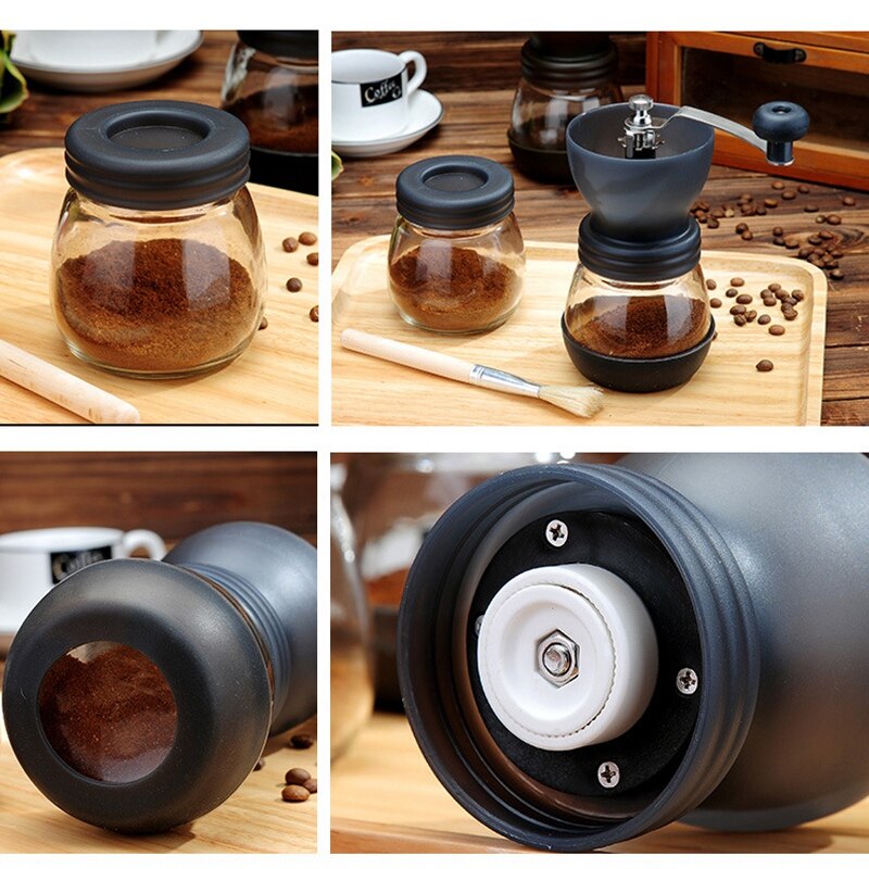 Manual Coffee Grinder - Hand Ground Coffee Beans Taste Best, Infinitely Adjustable Grind, Gl Jar, Stainless Steel