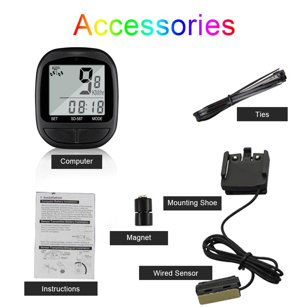 Waterproof Bicycle Odometer Wireless LCD Bicycle Computer Speedometer Black MTB Bike Bicycle Odometer Stopwatch: Default Title