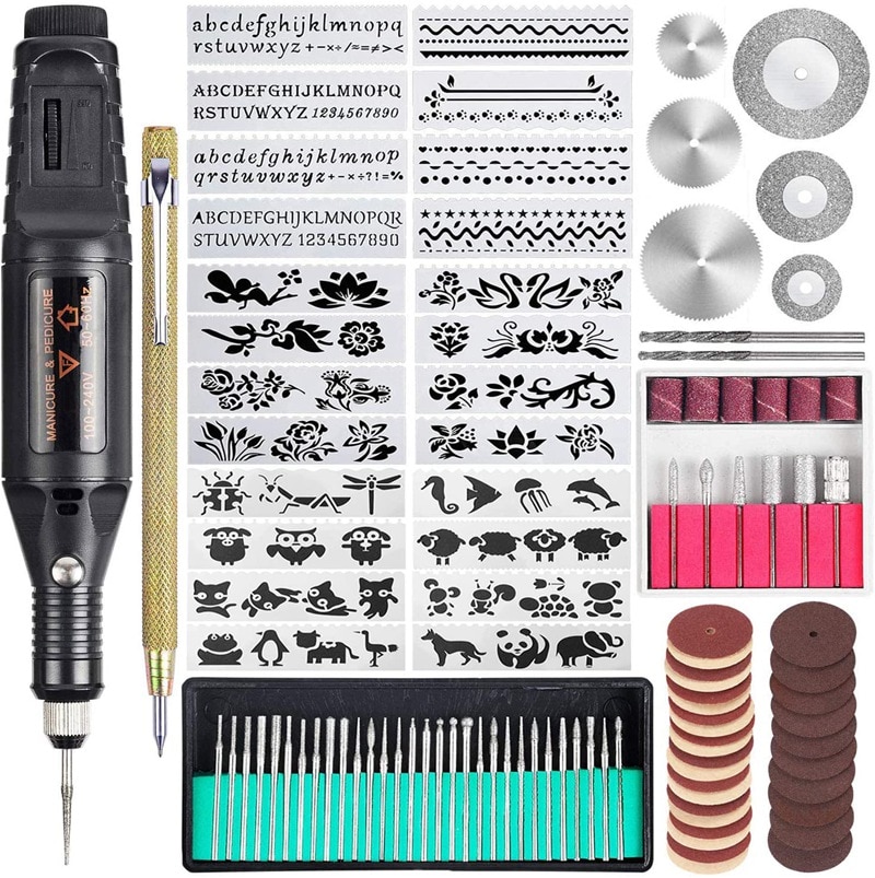 108 Pcs Electric Engraving Tool Kit, Multi-Functional Corded Mini Engraver Etching Pen DIY Rotary Tool Set