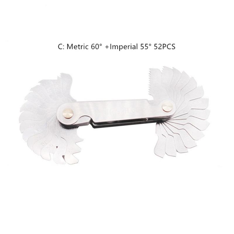Thread Measuring Gage Gauge Stainless Steel Metric Imperial Screw Pitch Thread Plug Gage30/51/52/60/55°58PCS Metric US UK Pitch: 52pcs metric and UK