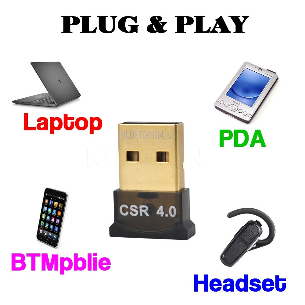 Kebidumei kabellos USB Bluetooth Adapter V4.0 Tragbare Bluetooth Dongle Adapter Bluetooth für Computer PC