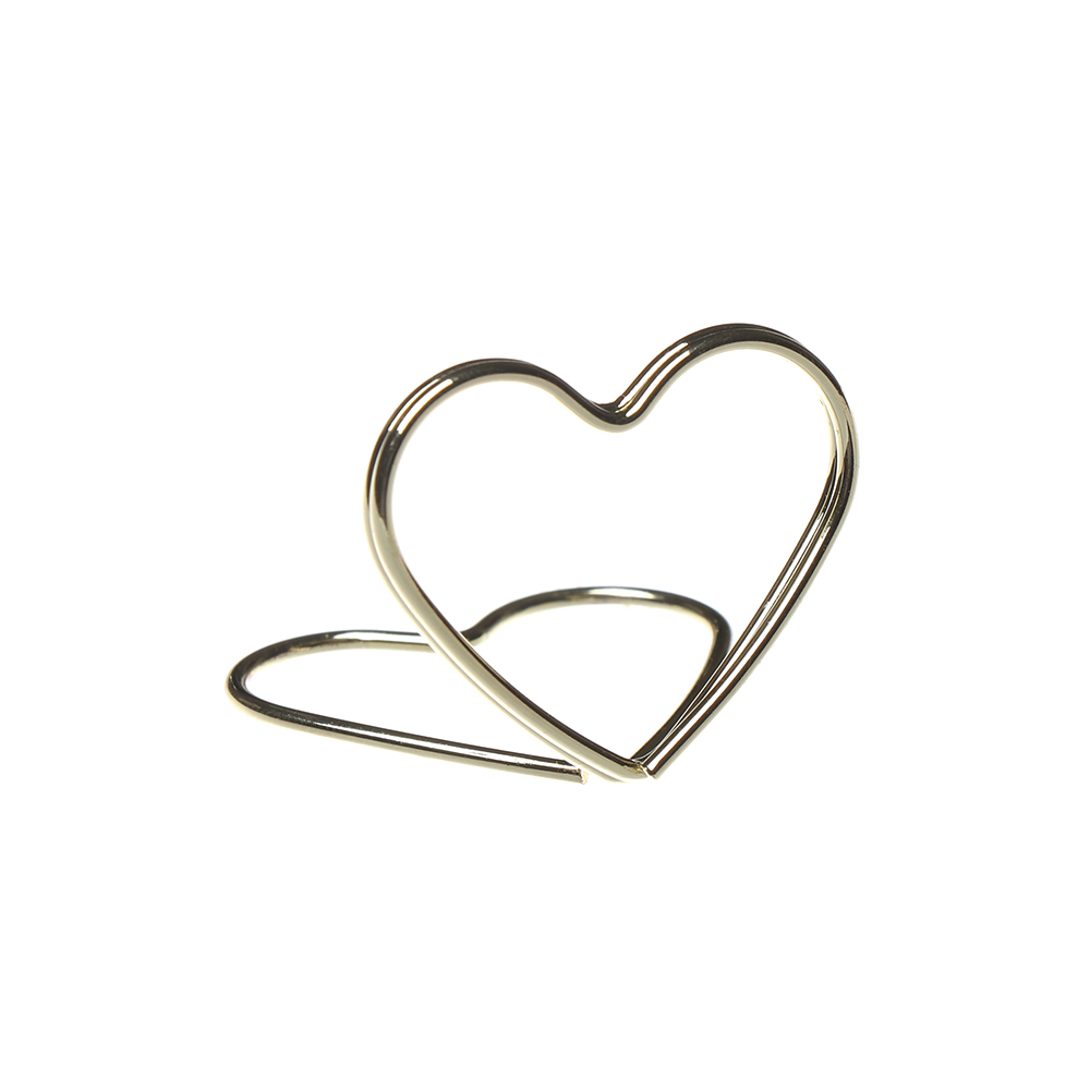 Clips Photo en métal en forme de cœur, 1 pièce, clip de Message, romantique, lieu de mariage, numéro de Table: gold