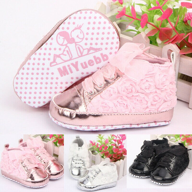 0-18M Baby Mädchen PU Leder Schuhe nicht-Unterhose Spitze Blumen Gestickte Weiche Schuhe Prewalker Wandern Kleinkind freundlicher Schuhe