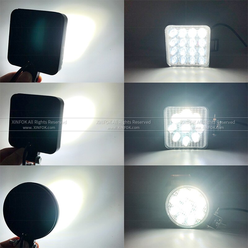 Faro LED de trabajo para coche, Luz antiniebla cuadrada, para Exterior, 12V, 24V, 48W, 27W, para barco, SUV, camión, 4 Uds.
