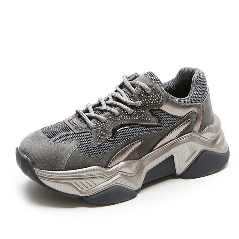 MORAZORA otoño mujer Zapatillas cómodas talón plano punta redonda zapatos casuales cordones para arriba zapatos de mujer de: Gris / 8