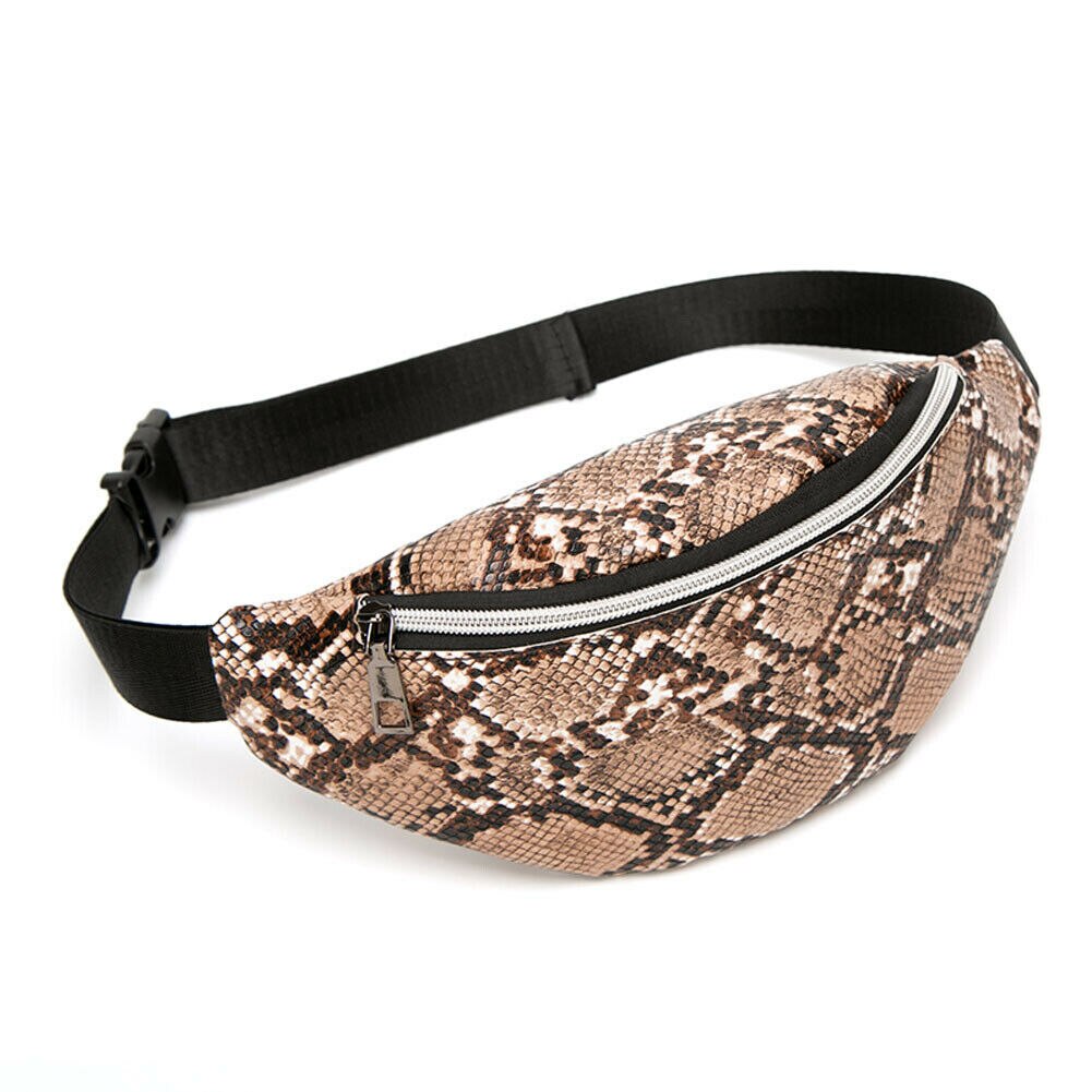 Kvinder piger talje fanny pack bælte taske dame serpentine pose rejse hofte bum taske kvinder lille pung: Brun