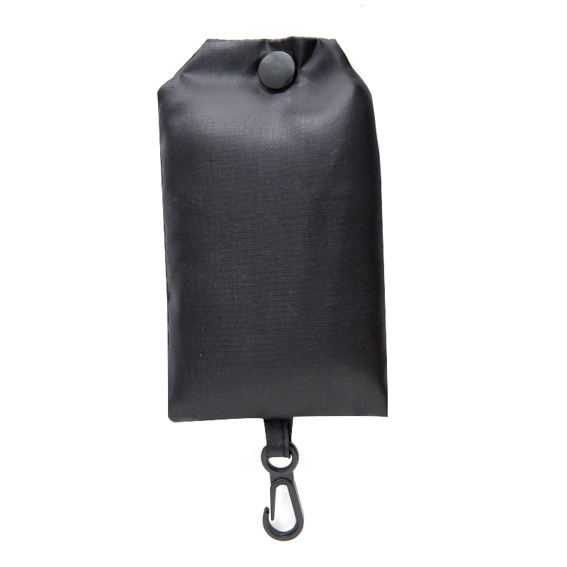Bolsa de compras de color sólido, ecológica, plegable, reutilizable, portátil, bolso de hombro de poliéster para viajes y comestibles: Negro