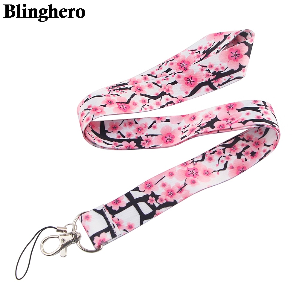CB123 Nette Schlüsselband Für Schlüssel Kühle Kirschblüzehn praktisch Halfter Nacken Riemen Mit Schlüssel Blume Drucken DIY Hängen Seile