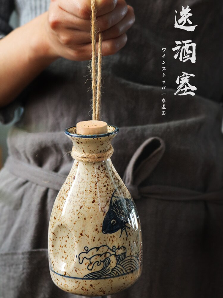 Japansk keramikk sake vinsett hvit gul sprit flaggegryte retro liten vinkoppdress antikk separator tradisjon vintøy