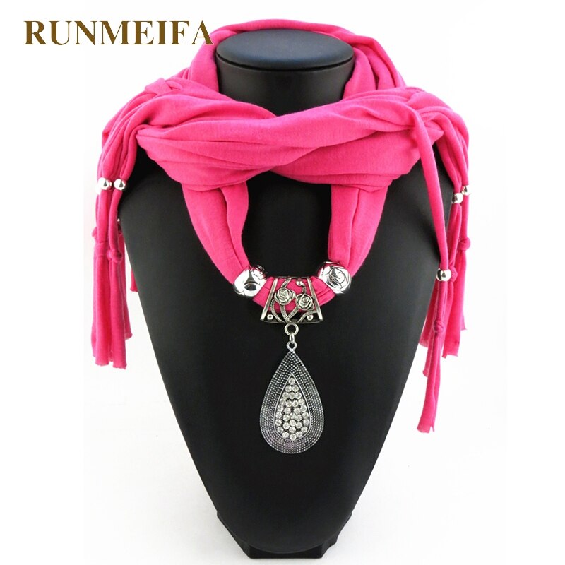 RUNMEIFA Mode-sieraden Sjaal Effen Polyester Mode Diamant Sieraden Hanger Sjaal Voor Vrouwen Waterdruppels