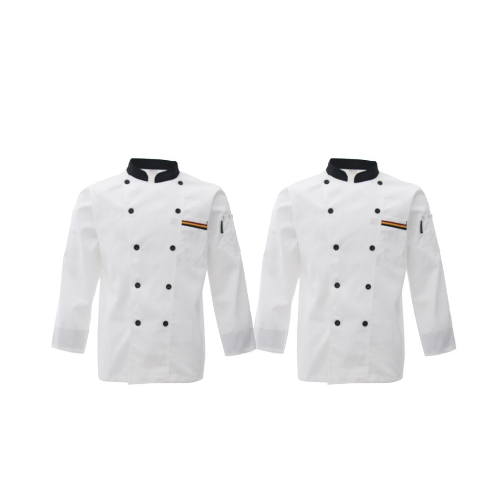 2Pcs White L CHEF COAT JACKET CHEFS White COAT CHEFWEAR UNISEX GOOD