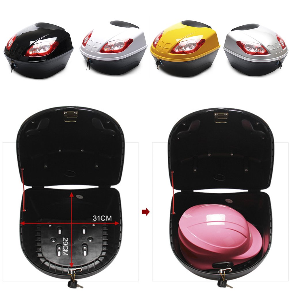 E-Bike Box Electric Scooter Trunk Motorcycle Top Hard Case Helmet Storage Case Tail Box Luggage Case With Reflective Lamp