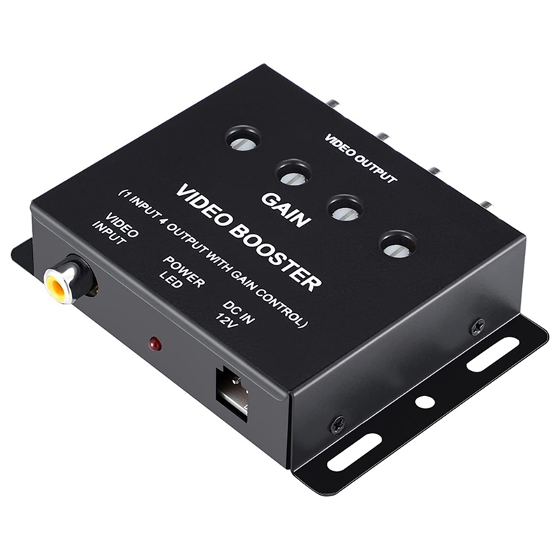 Retail Car Video Splitter 1 To 4 AV Signal Booster Amplifier Splitter For Car CCTV TV LCD DVD Player 1 Input 4 Output