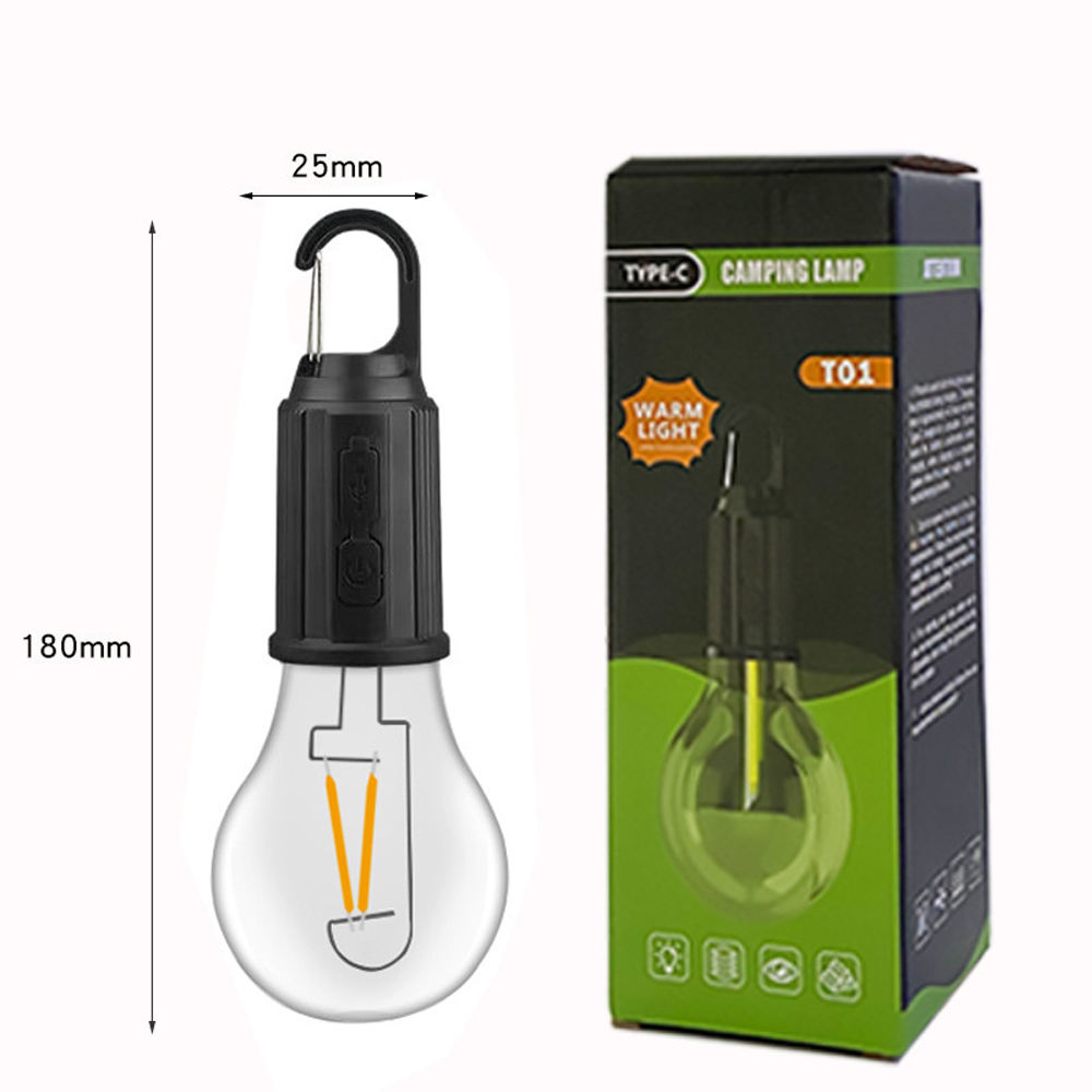 Tragbare hängende Vintage Vintage Laterne im Freien warmes Zelt Licht LED Laterne Glühbirne mit Haken LED Zelt Licht Typ-C USB wiederauf ladbare Lampe: 2.5W