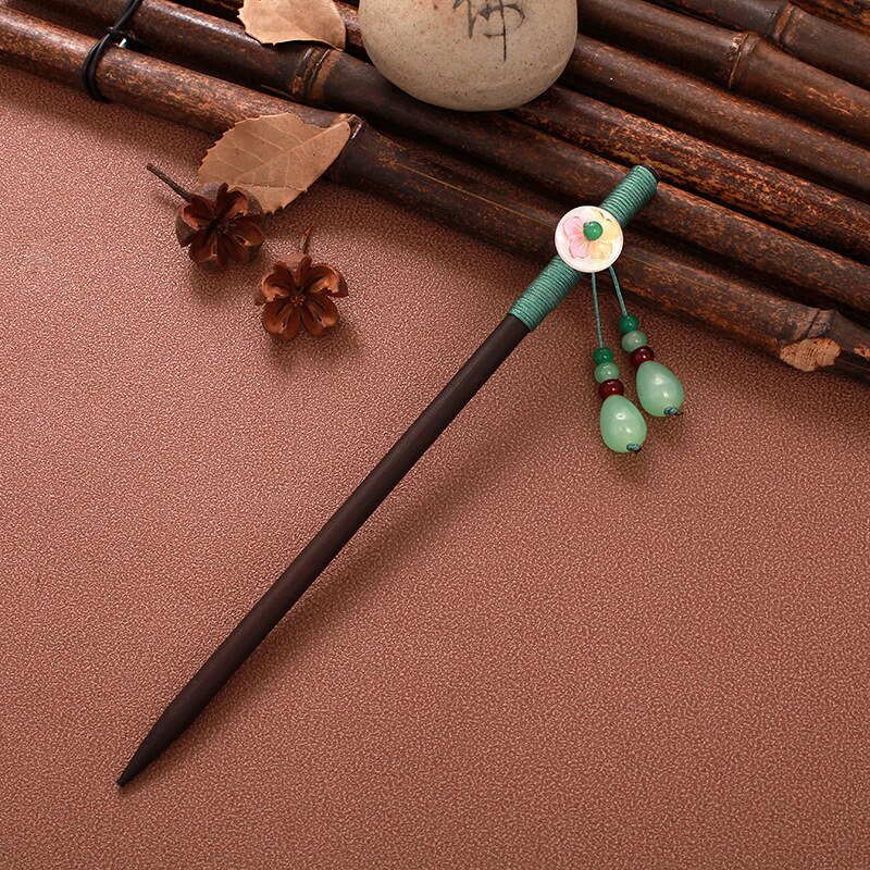 Vintage Hair Sticks Pick Chinese Style Wooden Chopsticks Flower Hair Pin Clip Women Crystal Hairpins Jewelry Accessories: 13