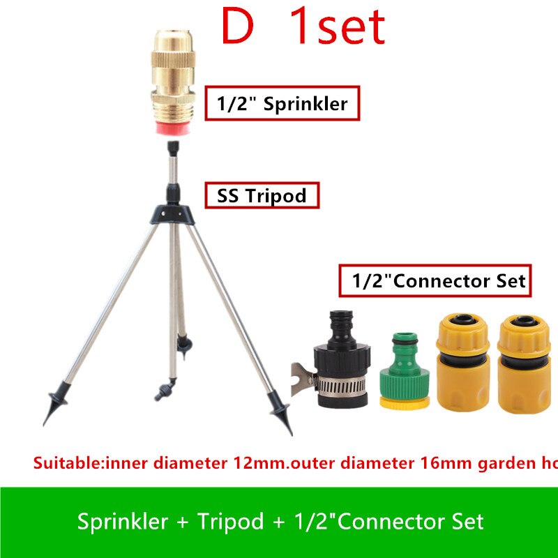 Verstelbare sproeier van messing met statief voor tuinbewateringsslang, irrigatiegereedschap voor de tuin: D