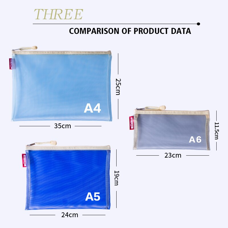 A4 A5 A6 Transparent Color Document Package Paper Voucher Stationery Office Storage Bag