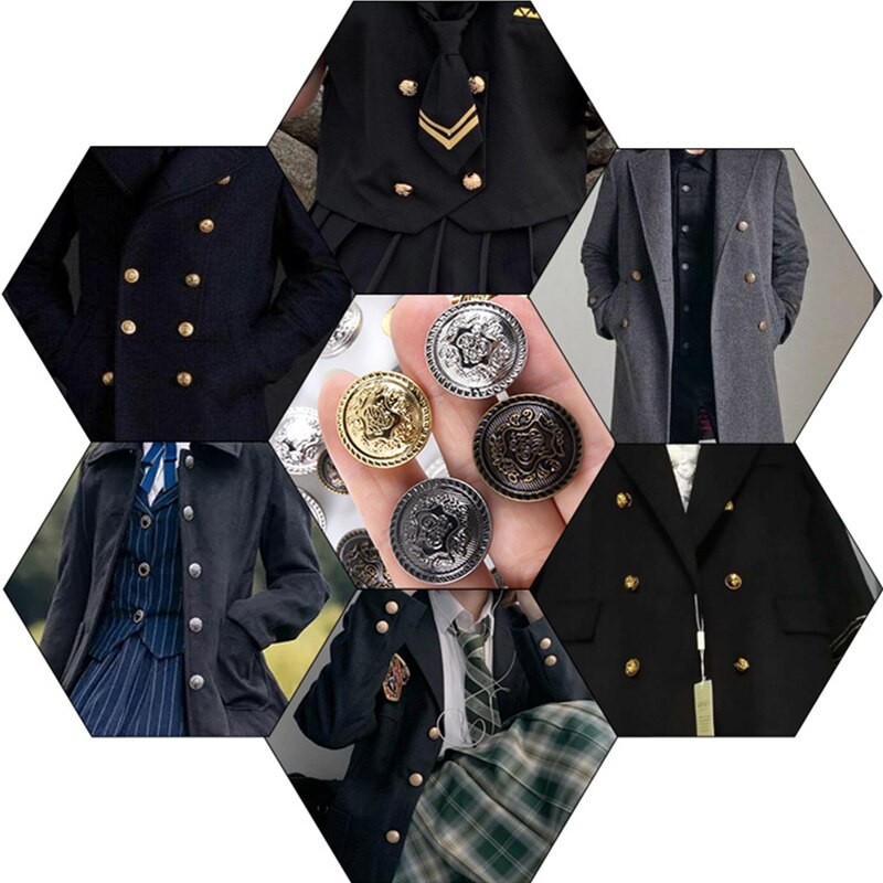 Boutons en métal pour veste, accessoires de couture, Style britannique, Vintage, pour manteau, costume
