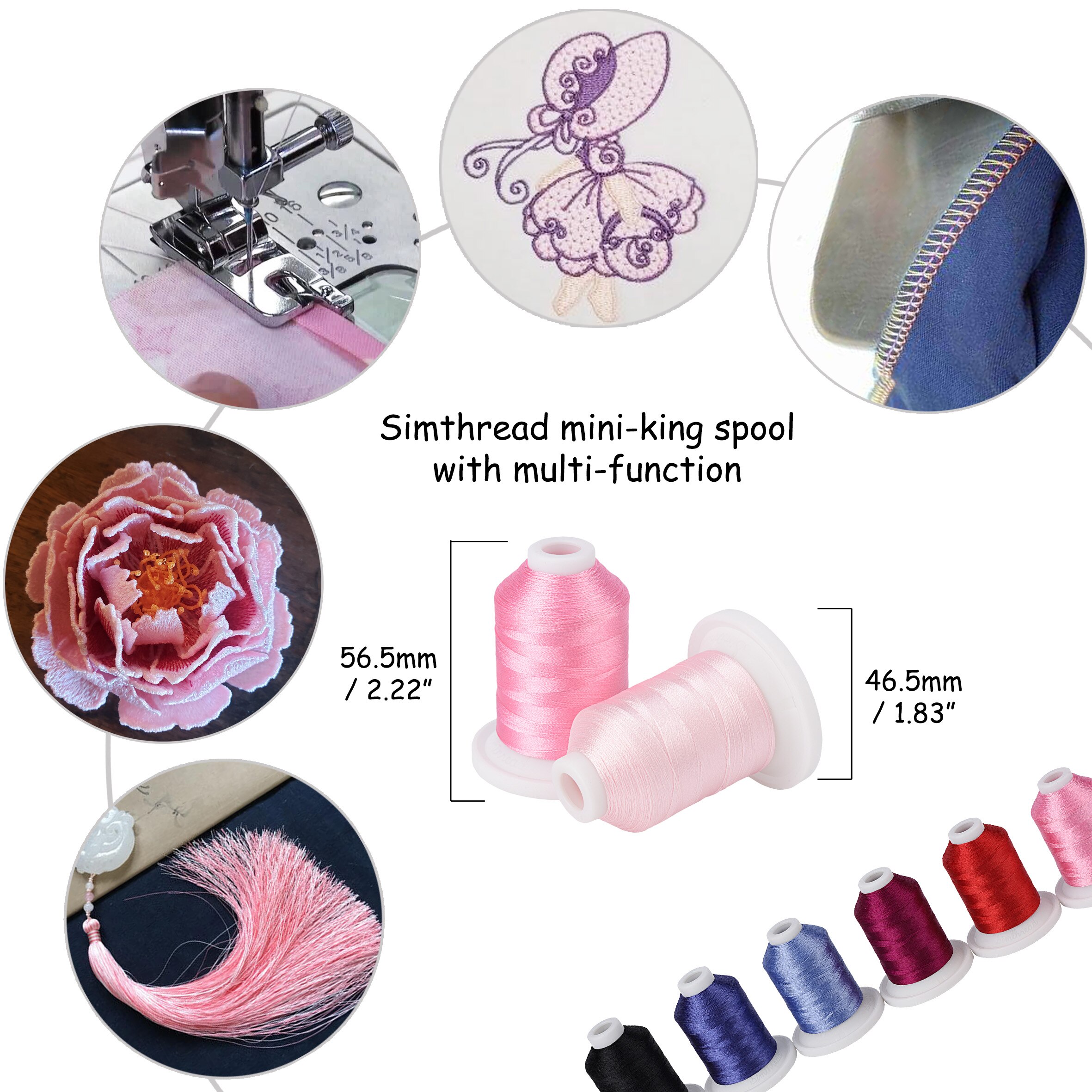 Simthread Polyester Embroidery Machine Thread 21 Brother Colors - Pink and Purple, 800Y with Upgraded Snap Spools