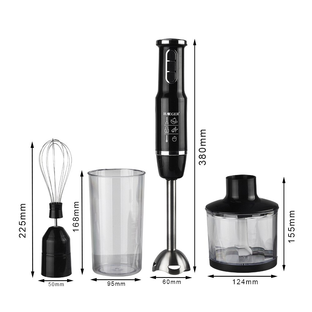Xiaomi 4 In 1 Electric Immersion Hand Stick Blender 1200W Vegetable Mixer Fruit Smoothie Chopper Stainless Steel Meat Grinder: Black / EU plug 