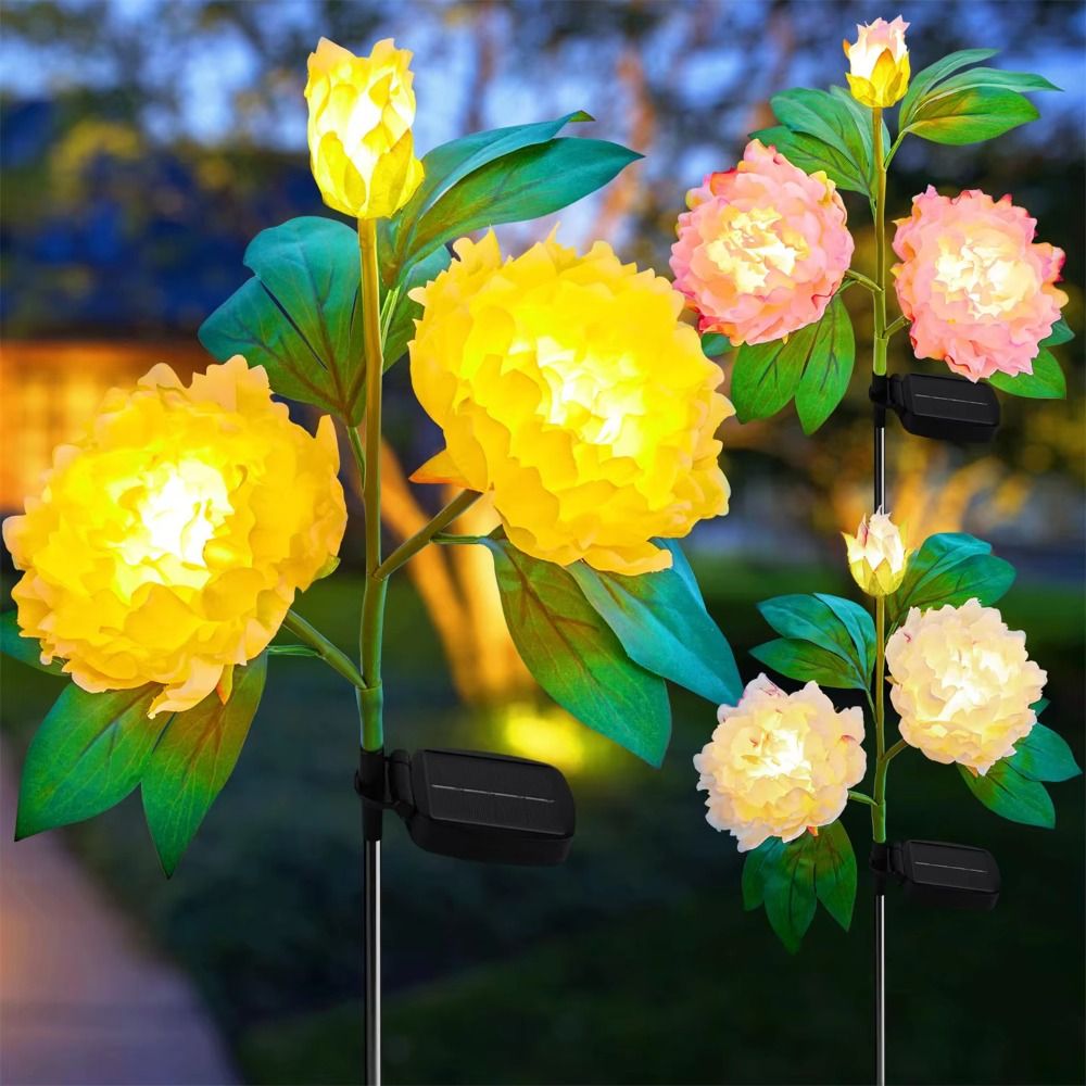 Op zonne-energie werkende tuinverlichting op zonne-energie Simulatie Bloem Pioenlamp Zonne-padverlichting Automatisch aan/uit LED-grondstekkerlicht