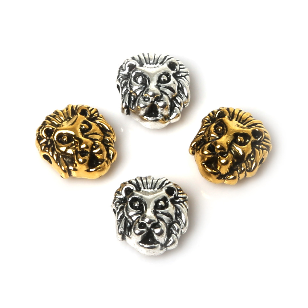 Charms Beads 10Pcs/lot Antique Gold Silver Color Lion Leopard Head Charms Beads Fit Making Bracelet DIY