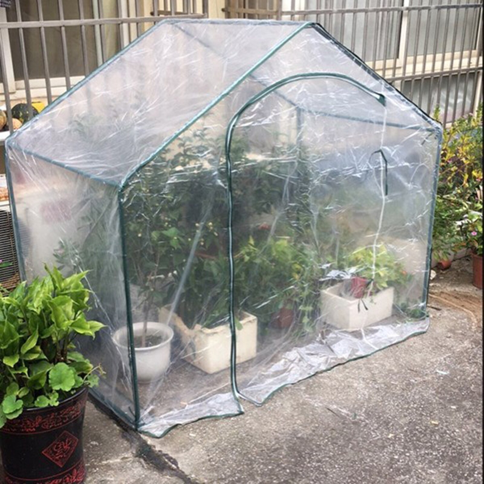 Home Plant Flowers Cover PVC Greenhouse Cover Waterproof Anti-UV Gardening Protect Plants Flower Strawberry (without Iron Stand)