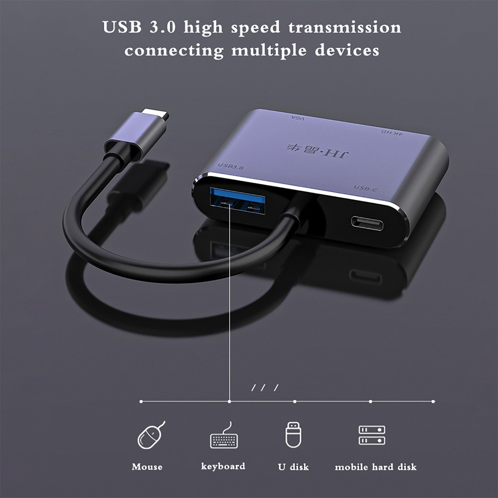 4 In 1 4K Hub Usb C Converter Type C Naar Hdmi-Compatibel Docking Station Vga Multi Usb 3.0 Pd Voor Macbook Pro Docking Station