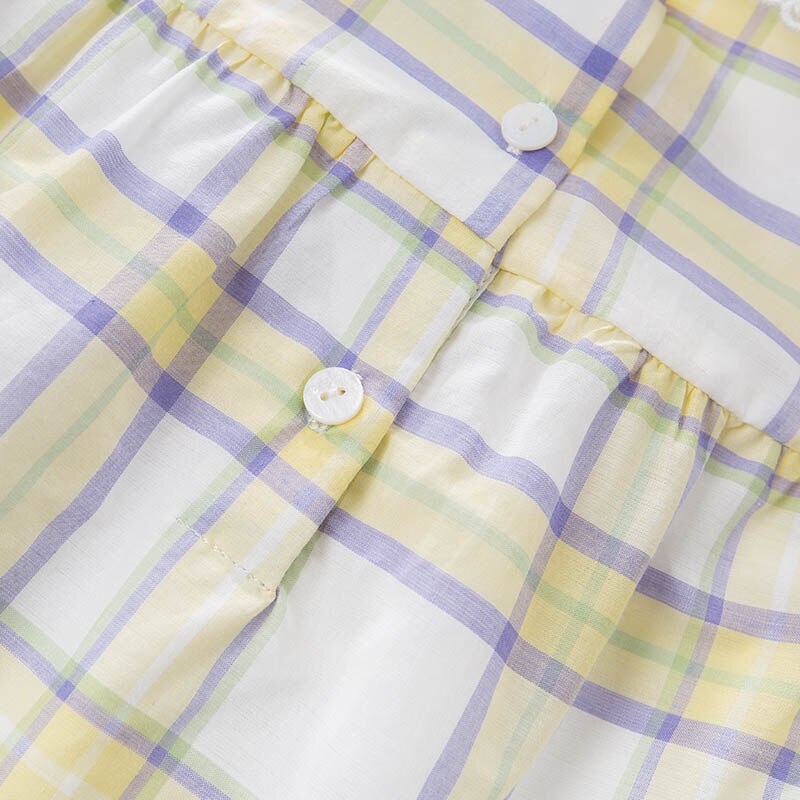 Dba 6620 dave bella spring baby piger gul plaid skjorte børn bomuld lolita toppe børn bluser