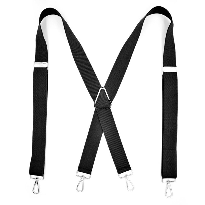 Vintage Shirt Suspenders Braces for Men X Back with Hooks Large Size Heavy Duty Suspensorio Tirante Trousers Pants Strap Bretele: Black