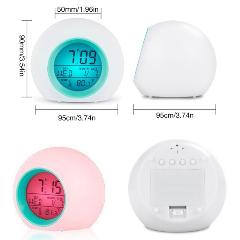 Change Color Alarm Clock Light Gradient Alarm Clock Round Digital Clock For ChildrenA2