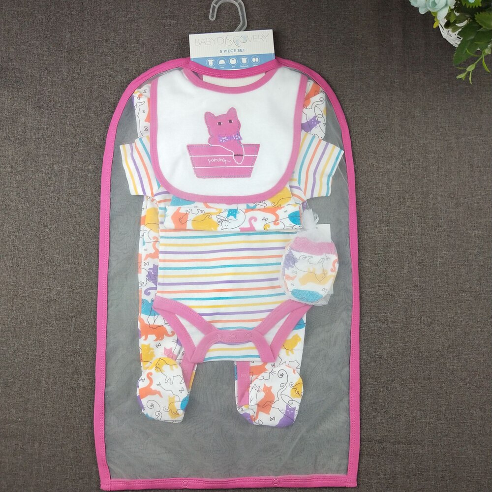 Bib set kinderkleding pasgeboren romper baby meisje gedrukt kleding katoen pasgeboren baby kleding set