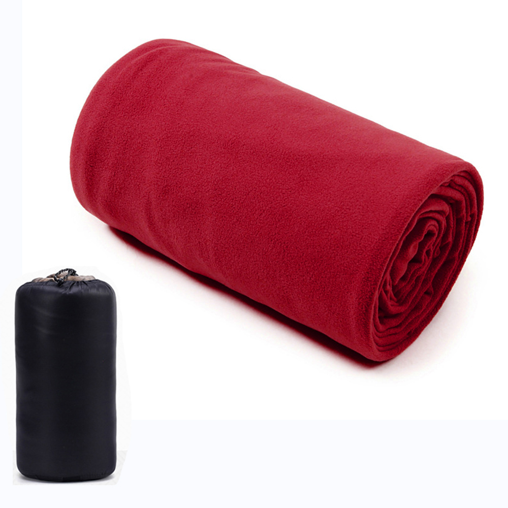 Draagbare slaapzakvoering Microfiber fleece reislaken Slaapzak Campingdeken met ritssluiting voor buiten kampeertentbed: Rood