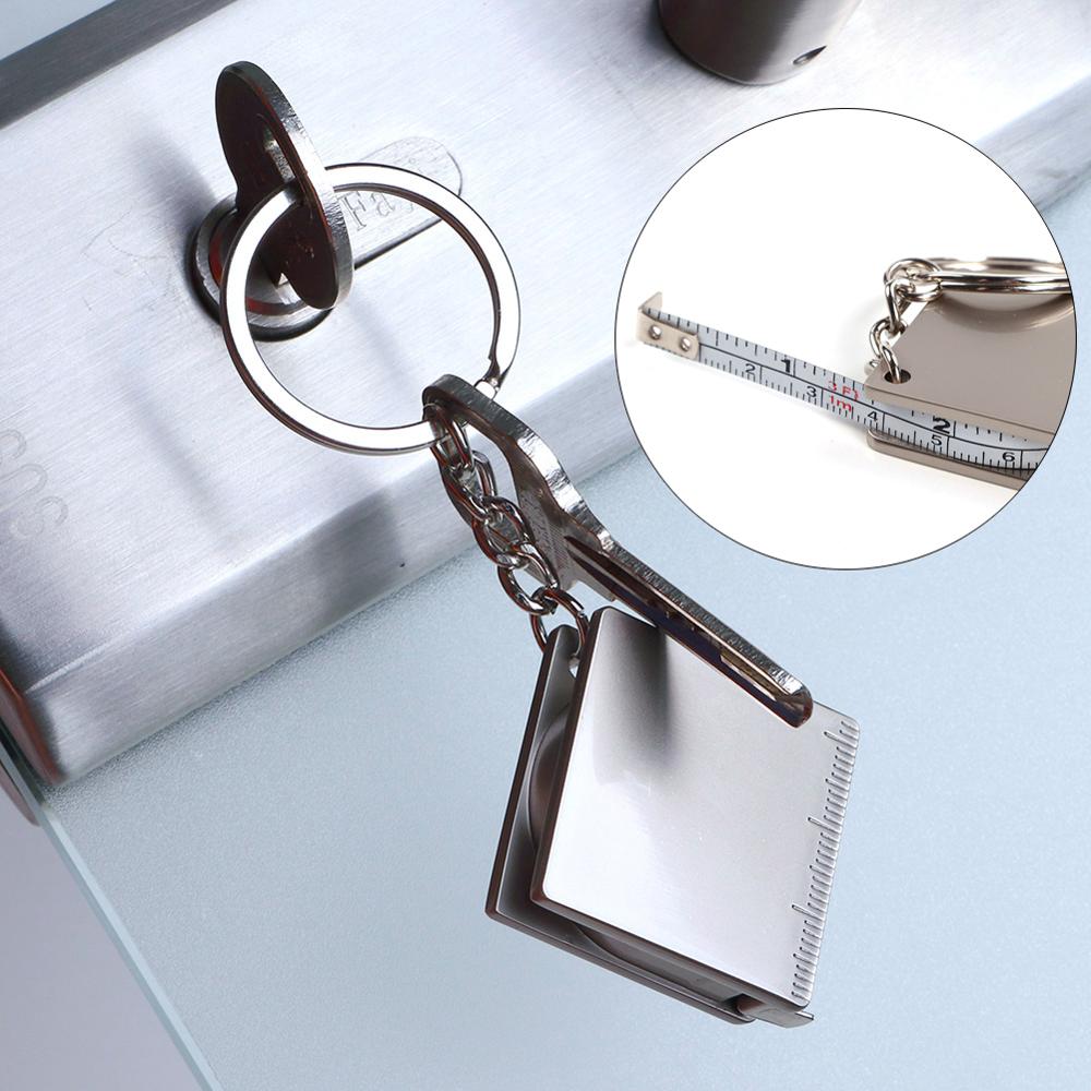 Style Measuring Tools Stainless Steel Retractable Ruler Tape Measure Keychain Key Ring Gauging Tools Keyring Pull Ruler