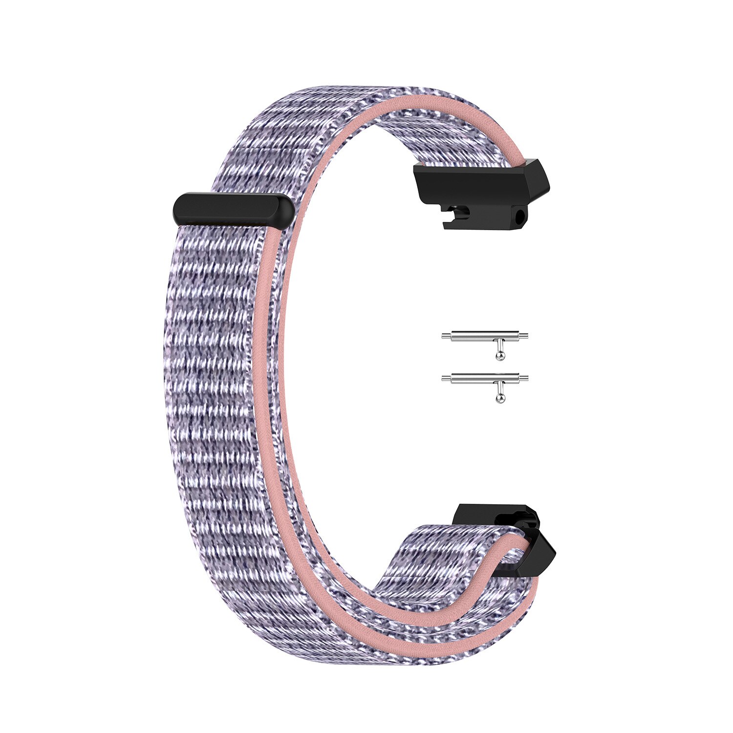 Zachte nylon loopbackband, geweven klittenband polsband, horlogeband voor fitbit inspire hr/inspire smartwatch: Roze matte kleur