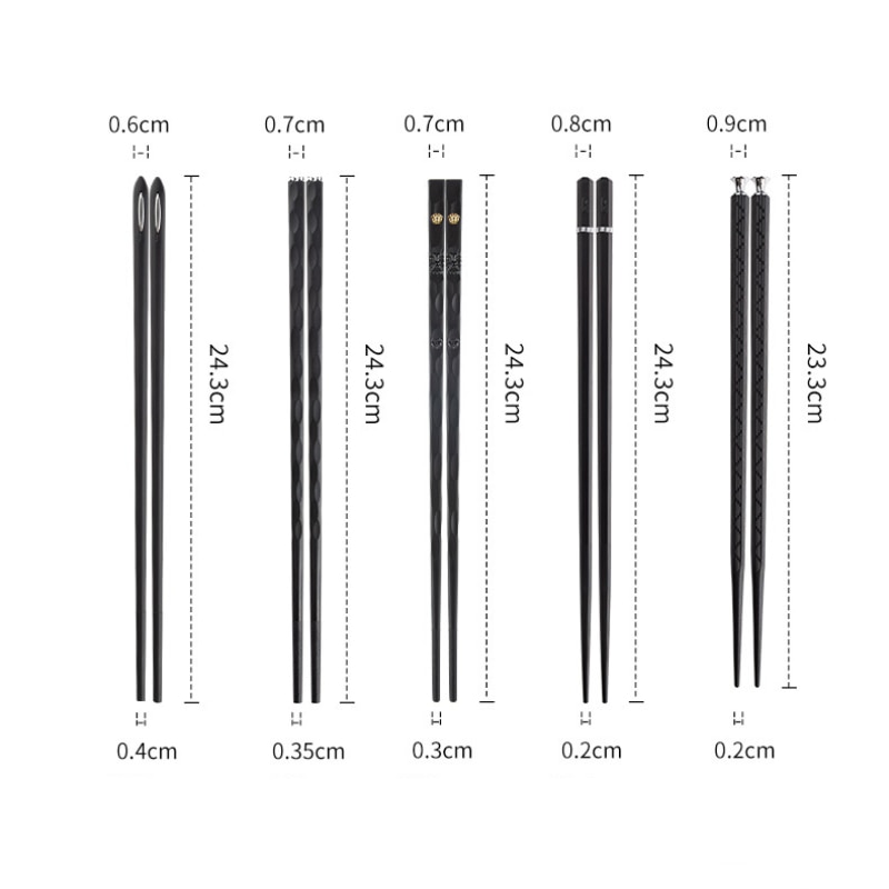 5 Pairs Japanese Chinese chopsticks Sushi Sticks Reusable Metal Korean Chopsticks Set Healthy Alloy Tableware Palillos Chinos