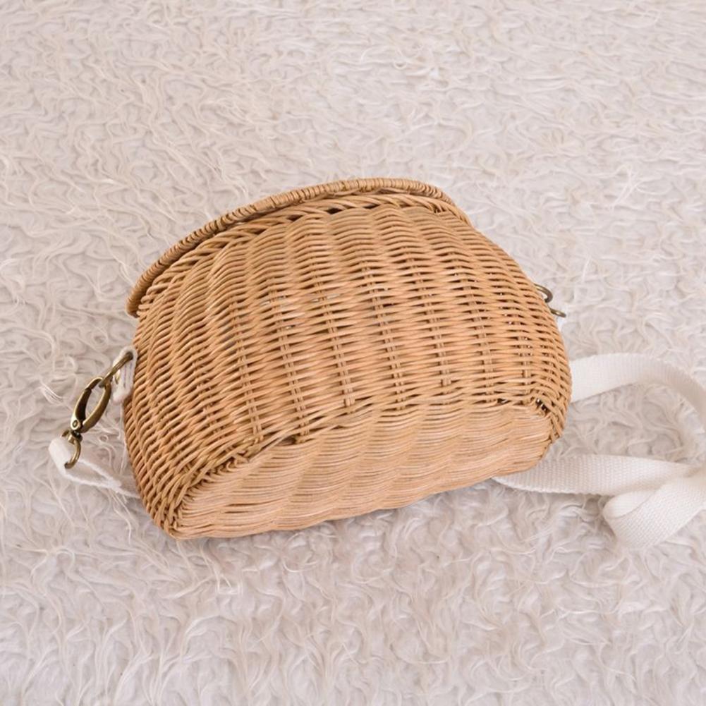 Cesta de armazenamento para meninas, portátil, durável, resistente ao desgaste, de vime, mochila para meninas