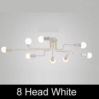 Sort guld nordisk moderne lysekrone belysning til stue soveværelse jern  e27 loft industriel vintage lysekrone lysglans: 8 hoved hvid