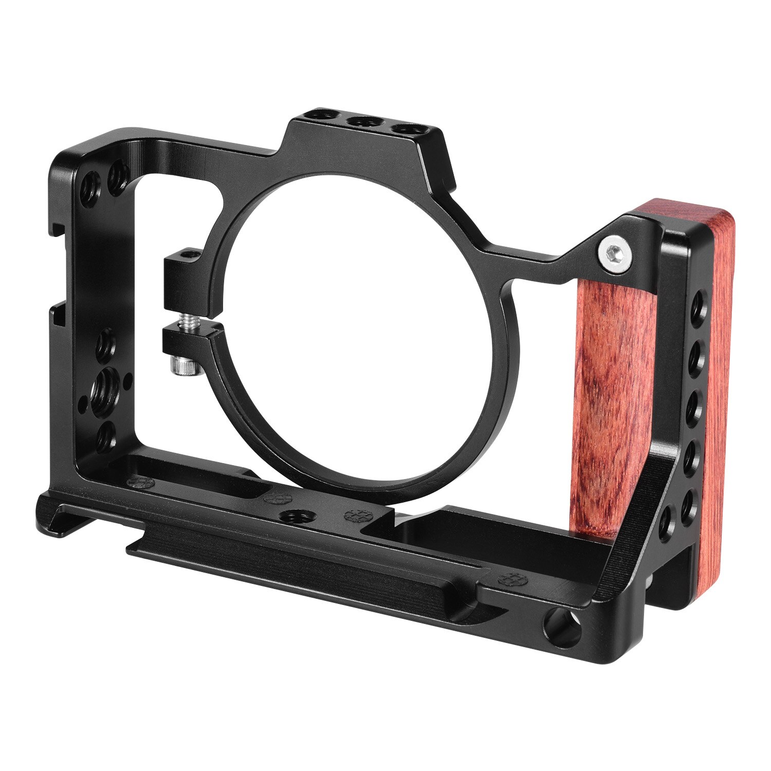 Andoer Vlog Camera Kooi Compatibel Met Sony ZV1 Camera Met Houten Handvat Grip Koude Schoen Voor Montage Microfoon Led Licht