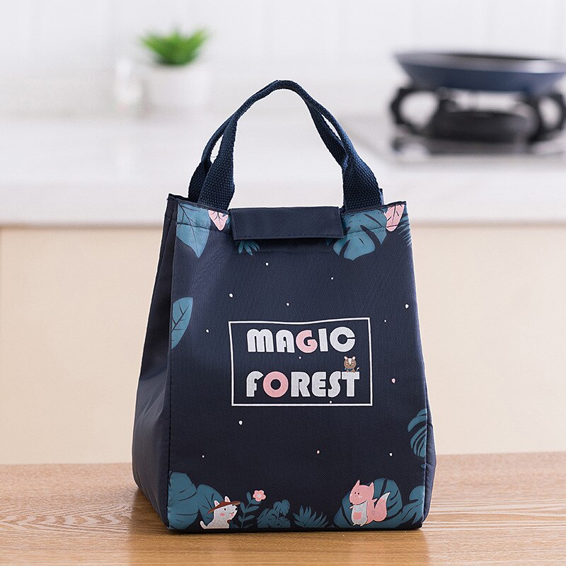 Maio con de bosque, nuevos bolsos para la comida para mujer, nevera para alimentos para niños, bolsa de caja de almuerzo, nevera, fiambrera, bolsa de asas portátil aislante: Forest