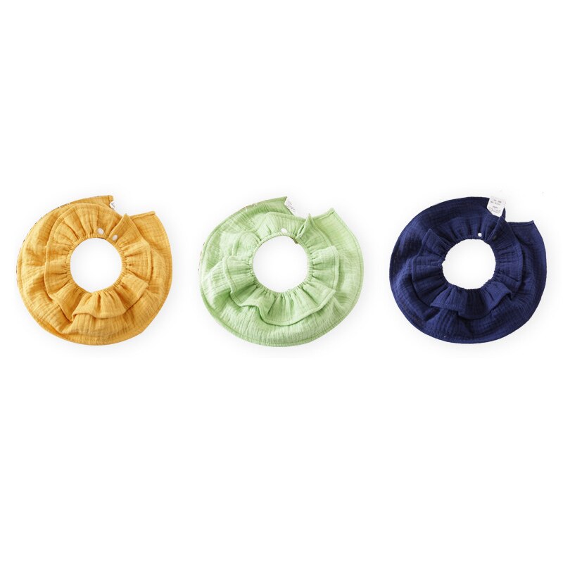 3 Pcs Slabbers Puur Katoen 360 Graden Burp Doeken Zachte Ademend Bandana Slabbetjes Voor Jongens Meisjes Mode Kraag Leuke sjaal Voor Kinderen: Yellow Green Navy 3