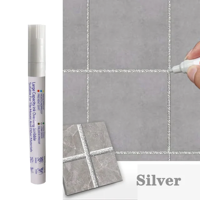 Waterproof Tile Marker Grout Pen Wall Seam for Floor Bathroom Kitchen Toilet Wall Seam Repair Black White Gold Silver Beige: Silver