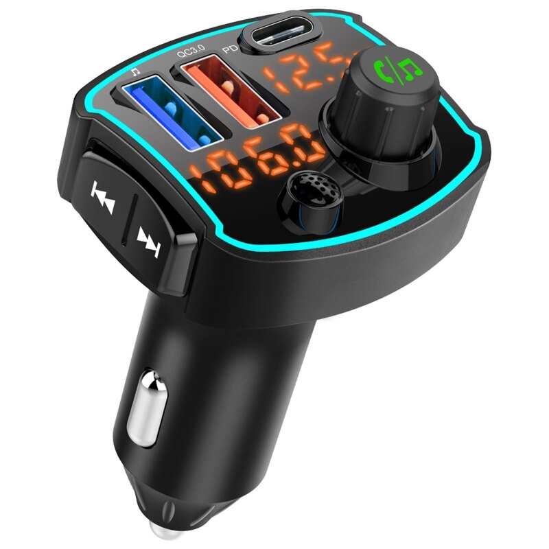 Car Bluetooth-compatible 5.0 FM transmitter Dual LCD display Car Mp3 Player Handsfree Car Kit QC3.0 PD18W Quick charge