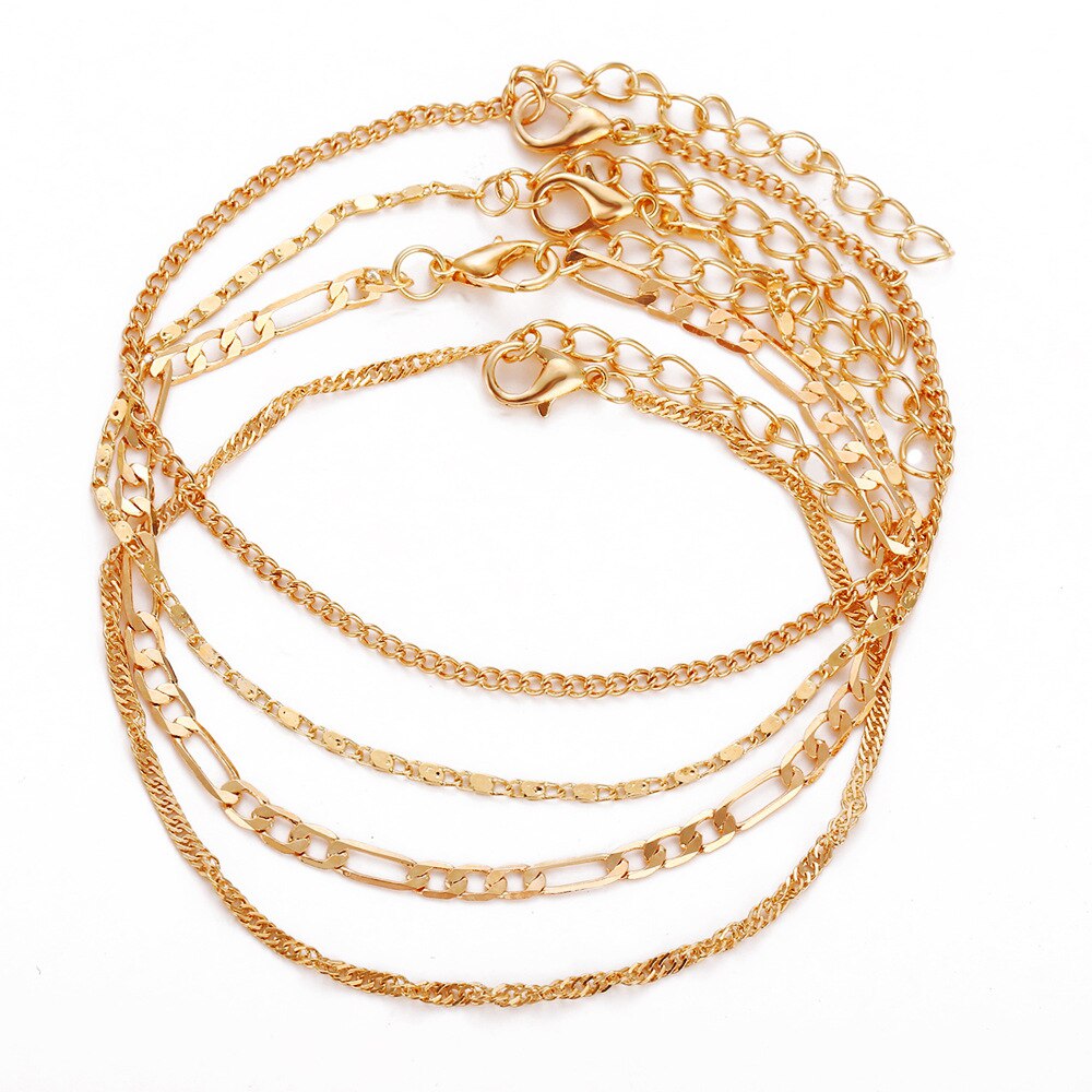 estilo de la de calle de París de Simple estilo Retro Multi-capa cadena mujeres tobillera de playa jugar pulsera tobillera