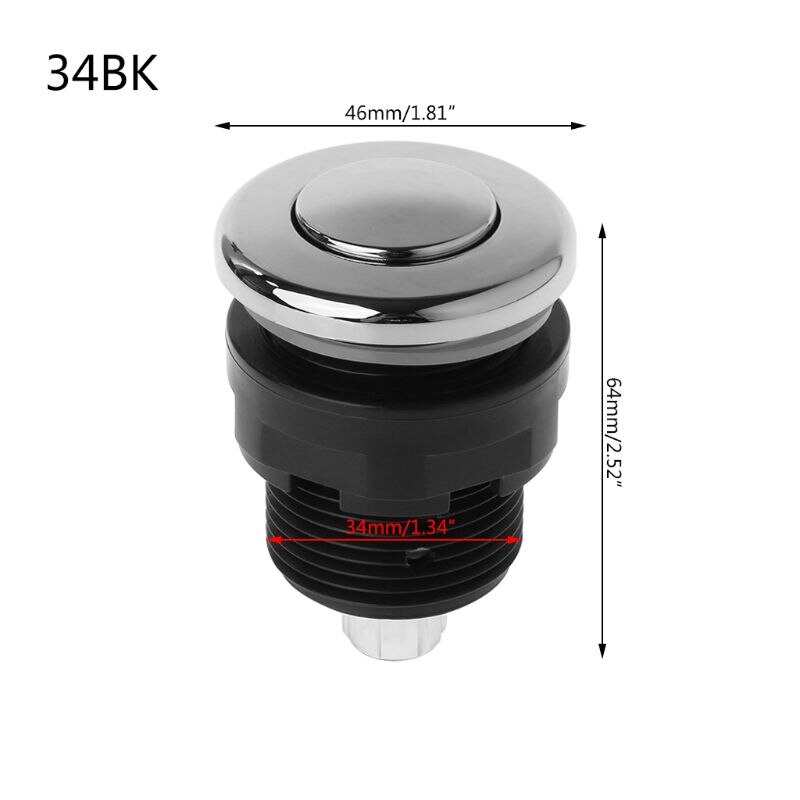 Air Pressure Switch On Off Push Button For Bathtub Garbage Disposal Whirlpool: 34mm