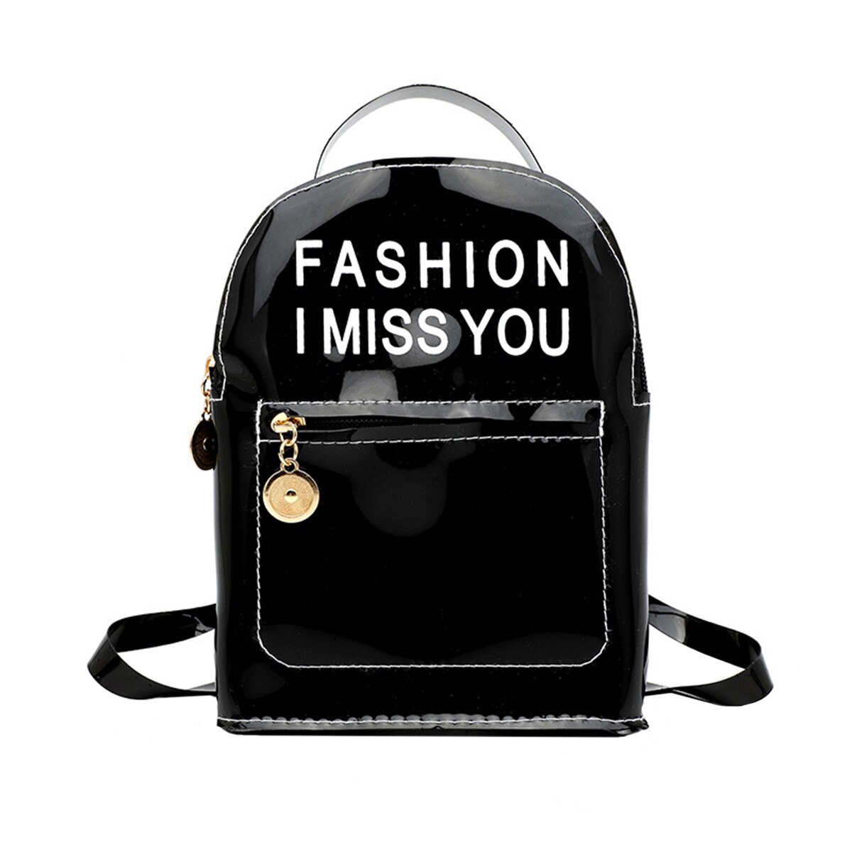 Mini Clear Backpack Lightweight Transparent See Through Mini Satchel Women Kids Girls Bag for College Work Travel: Black