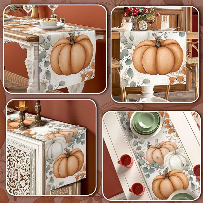 Thanksgiving pompoenen herfstbladeren polyester tafellopers bruiloft decoratie duurzame keuken eettafel lopers feestartikelen
