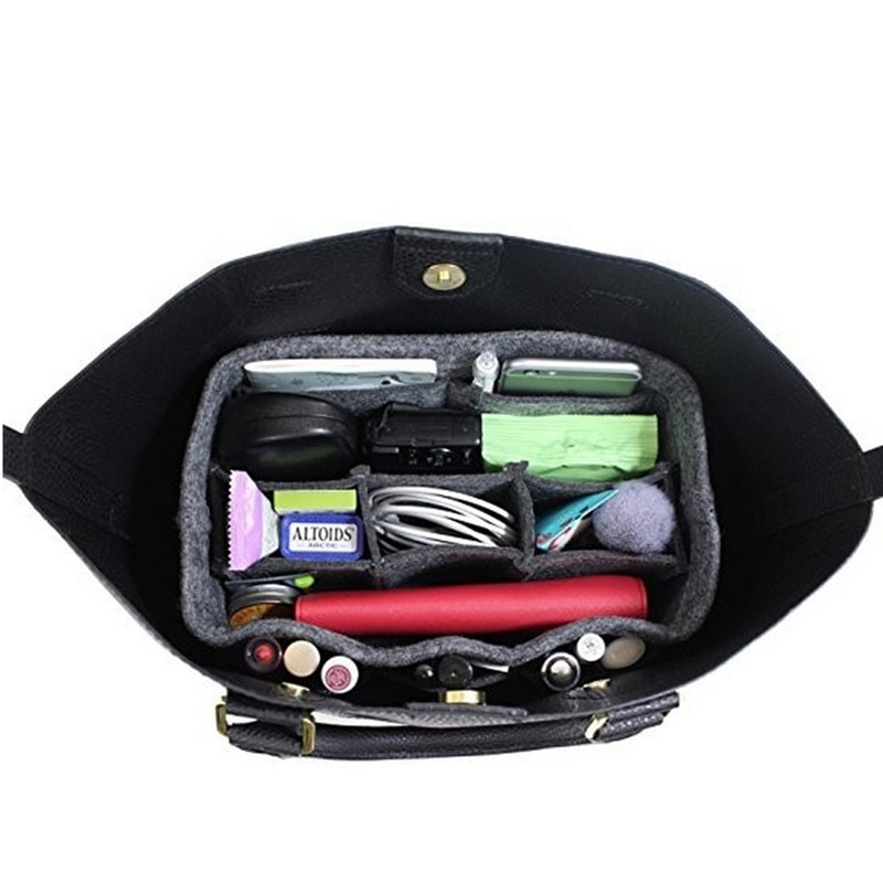 Ruputin kvinder makeup taske filt stof indsats taske organizer make up håndtaske dame rejse organisator multifunktionel kosmetik taske