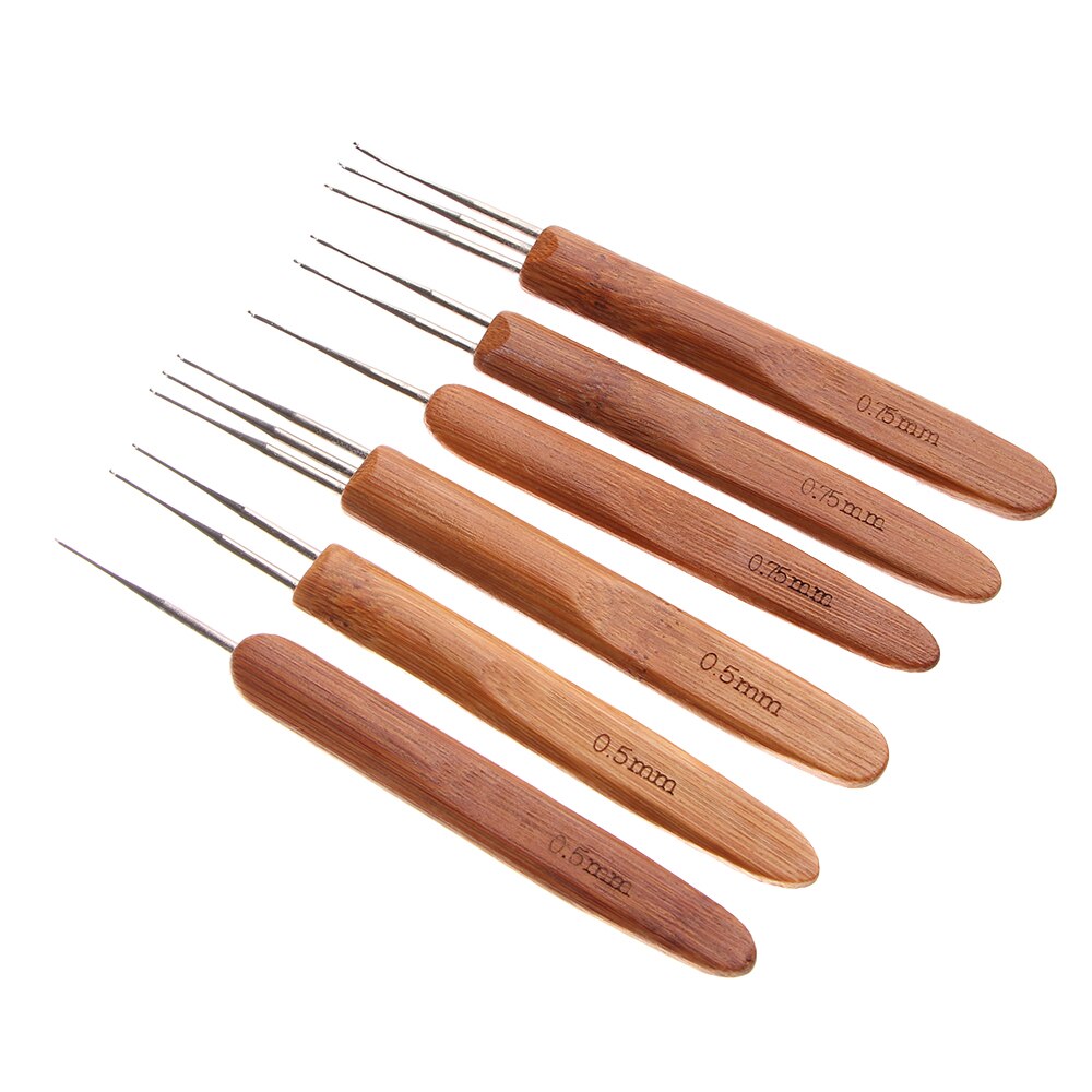 Bambu dreadlock nålverktyg för fläta hantverk smooth touch dreadlock virknål dreads verktyg 0.5mm 0.75mm för hårförlängning