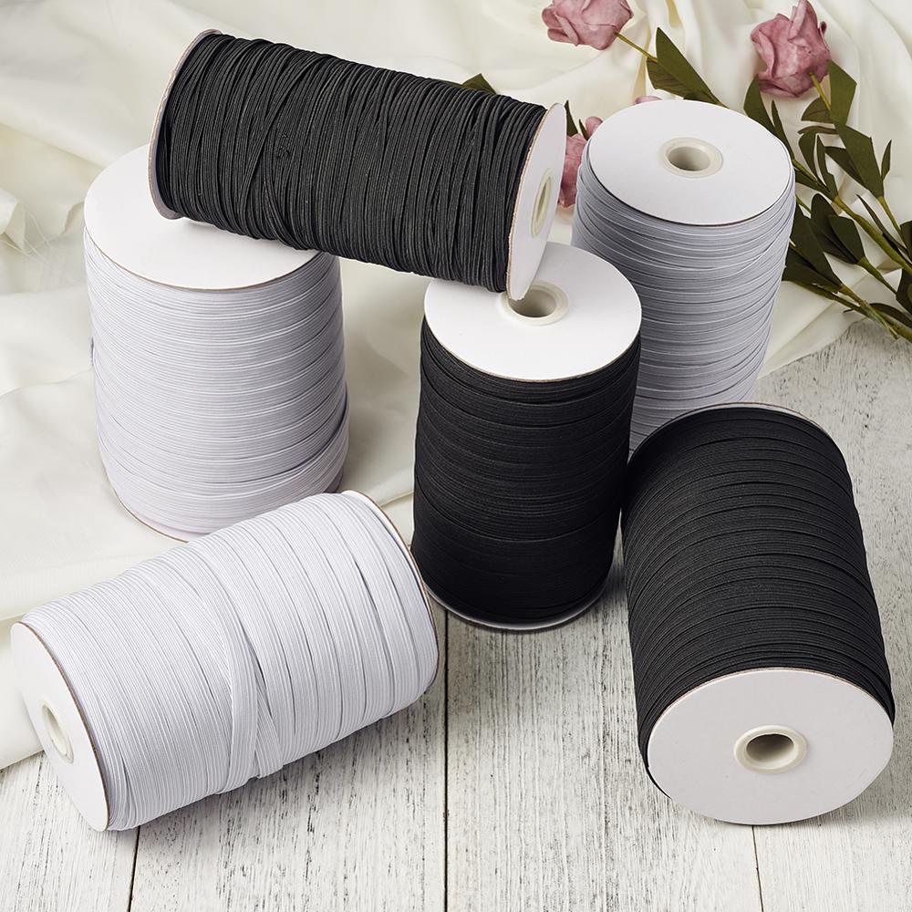 Flat Elastic Cord White Black Rubber Bands 4 5 6 8 10mm Elastic DIY Masks Accessories Sewing Material Handmad Masks Ear Tie Rope